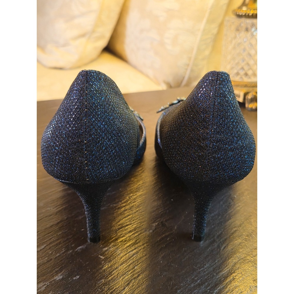 Bandolino Women's Bdniella Peak Toe Sparkle Navy Silver Bow Heels Size 10M NEW! - Picture 5 of 12